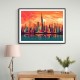 Skyline of Downtown Dubai in a Hockney Style Wall Art