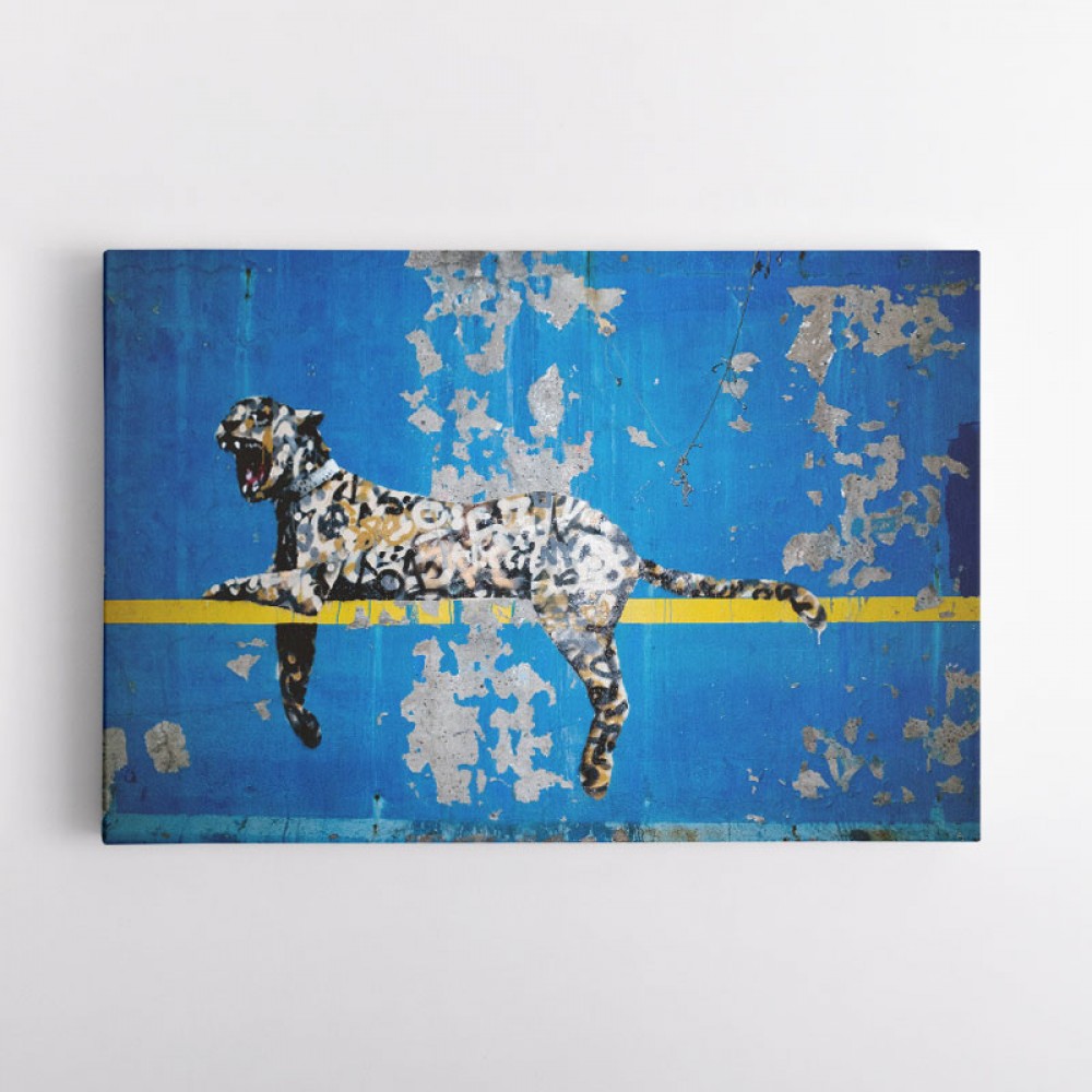 Banksy Blue Leopard Wall Art