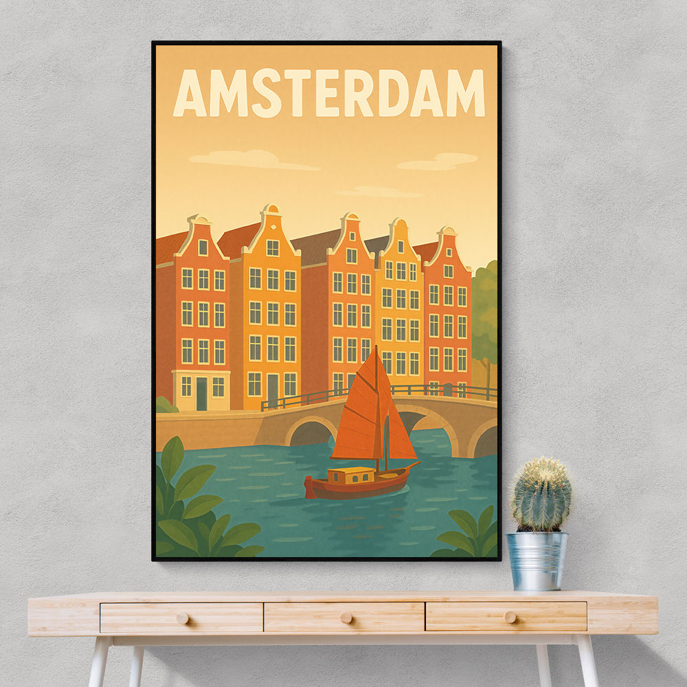 Amsterdam Travel Poster Wall Art 