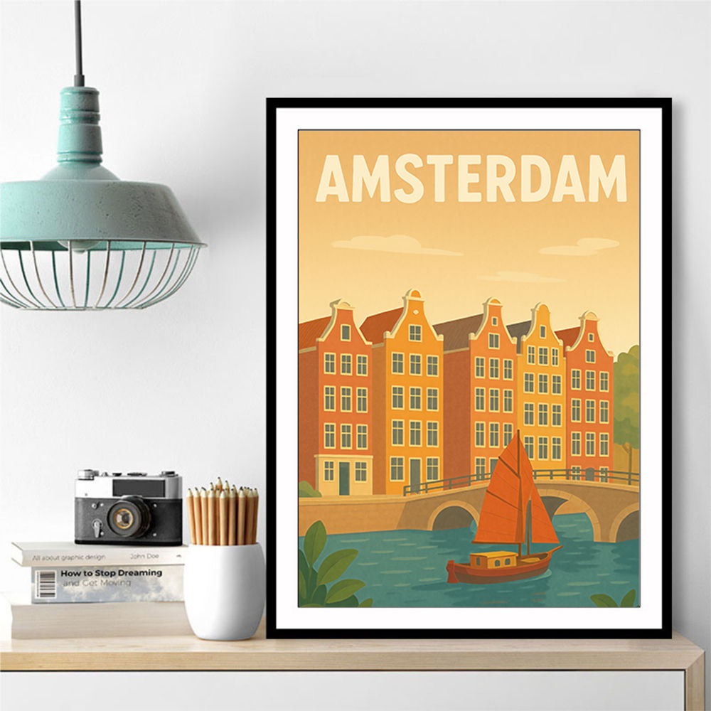 Amsterdam Travel Poster Wall Art 