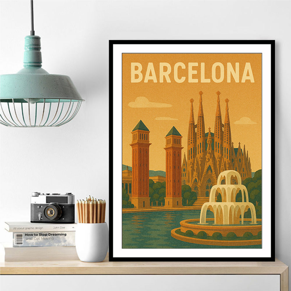 Barcelona Travel Poster Wall Art