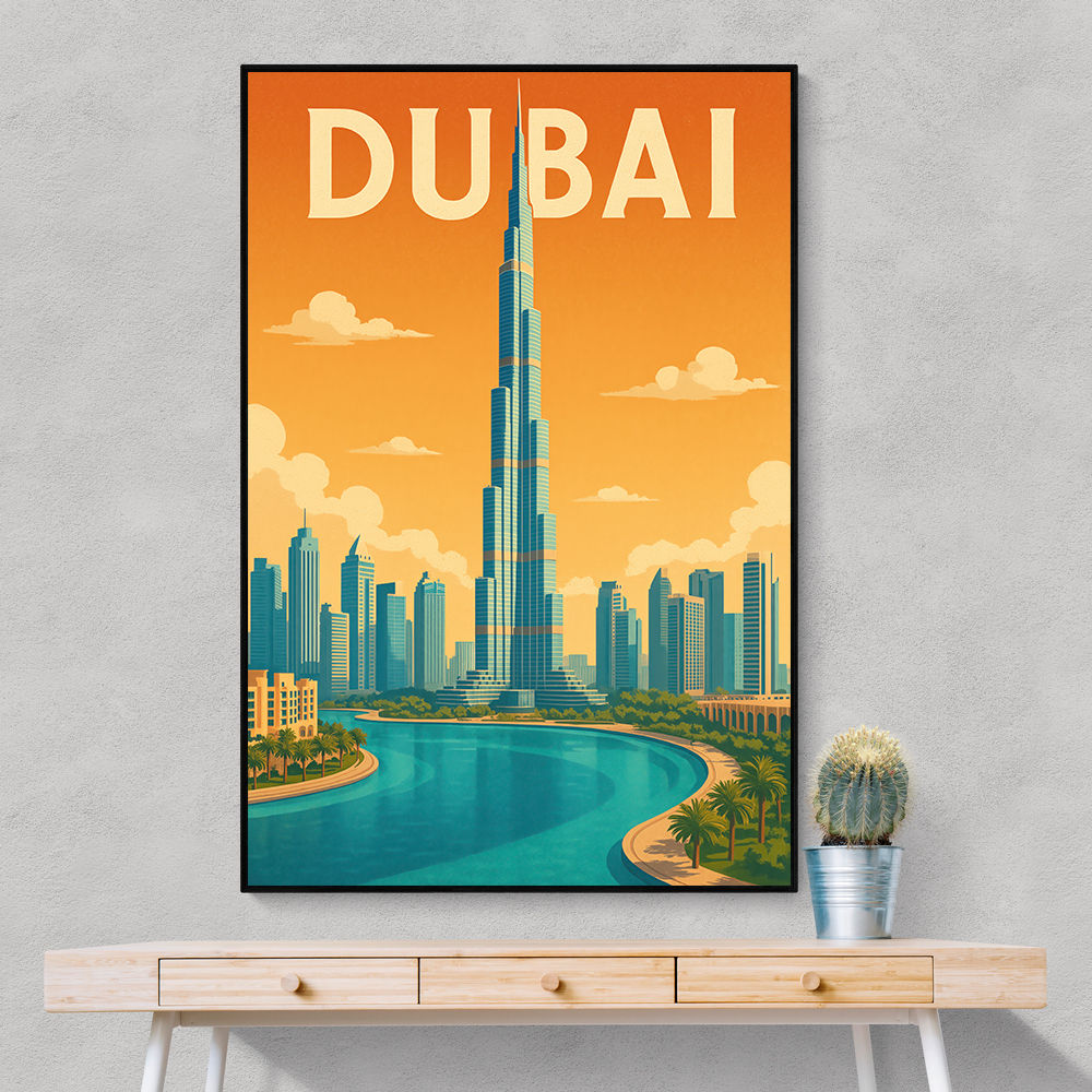 Burj Khalifa Dubai Travel Poster Wall Art