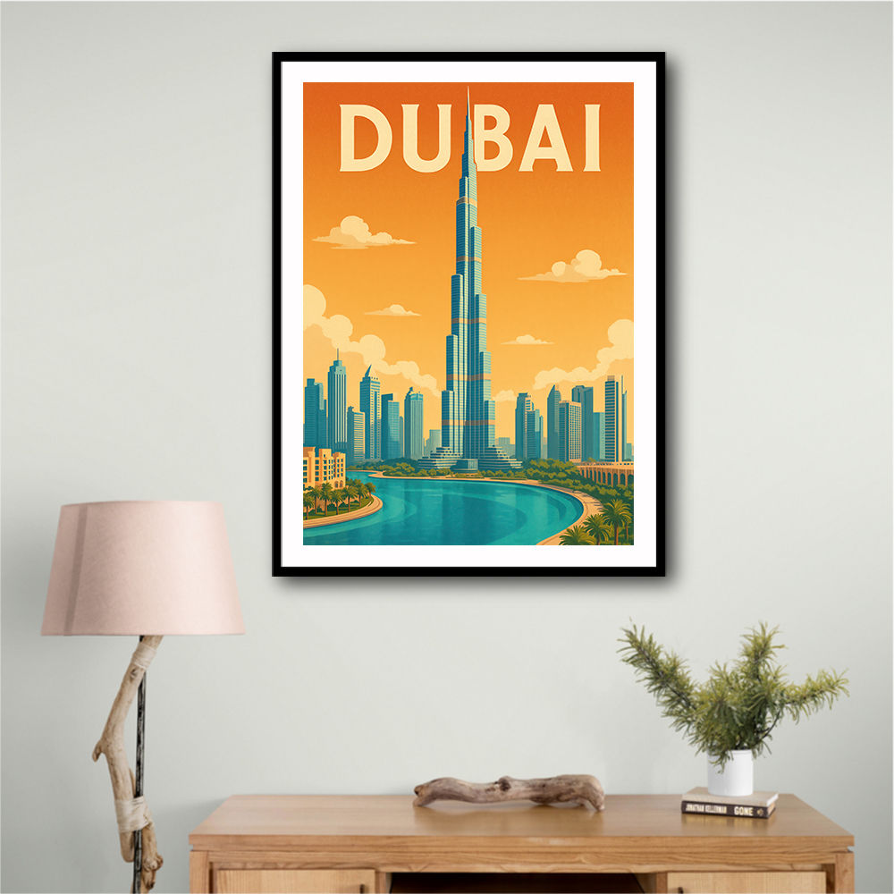 Burj Khalifa Dubai Travel Poster Wall Art