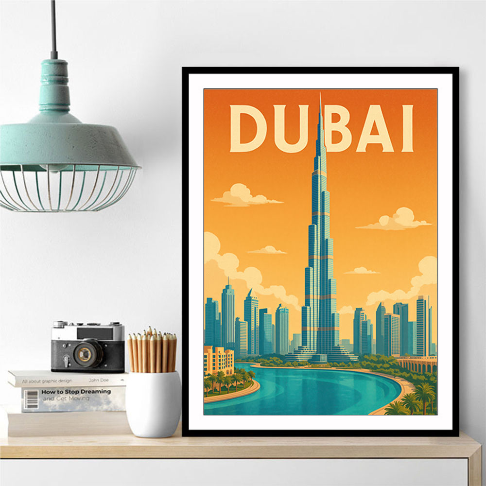 Burj Khalifa Dubai Travel Poster Wall Art