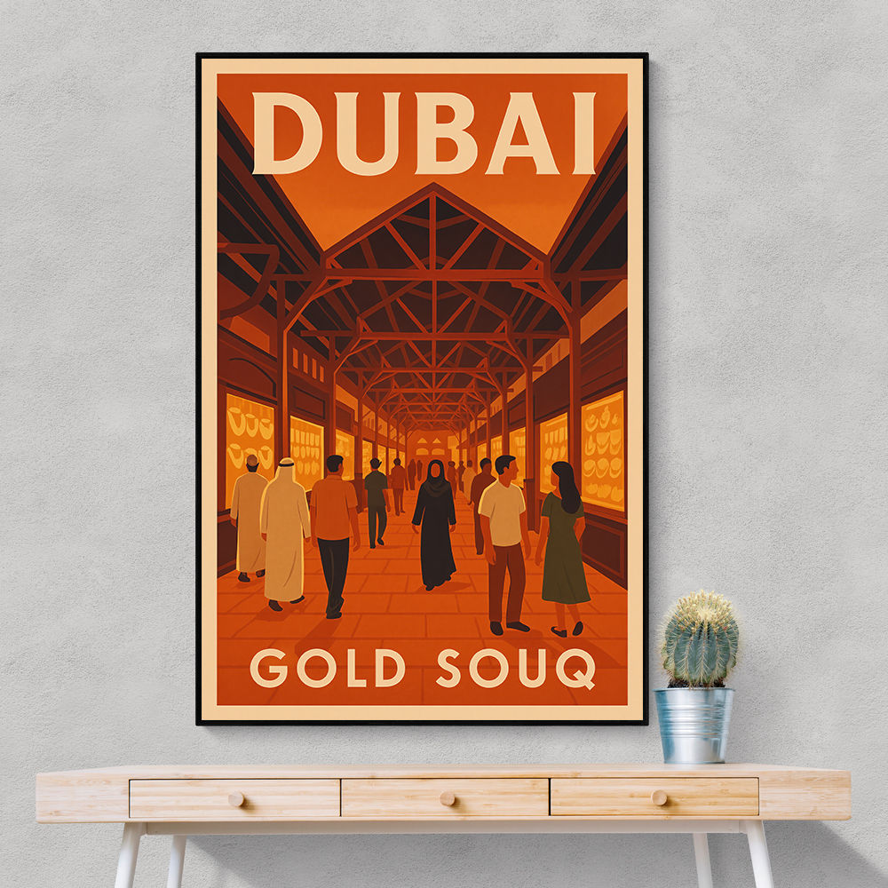 Dubai Gold Souq Travel Poster  Wall Art