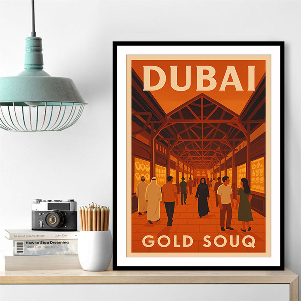 Dubai Gold Souq Travel Poster  Wall Art