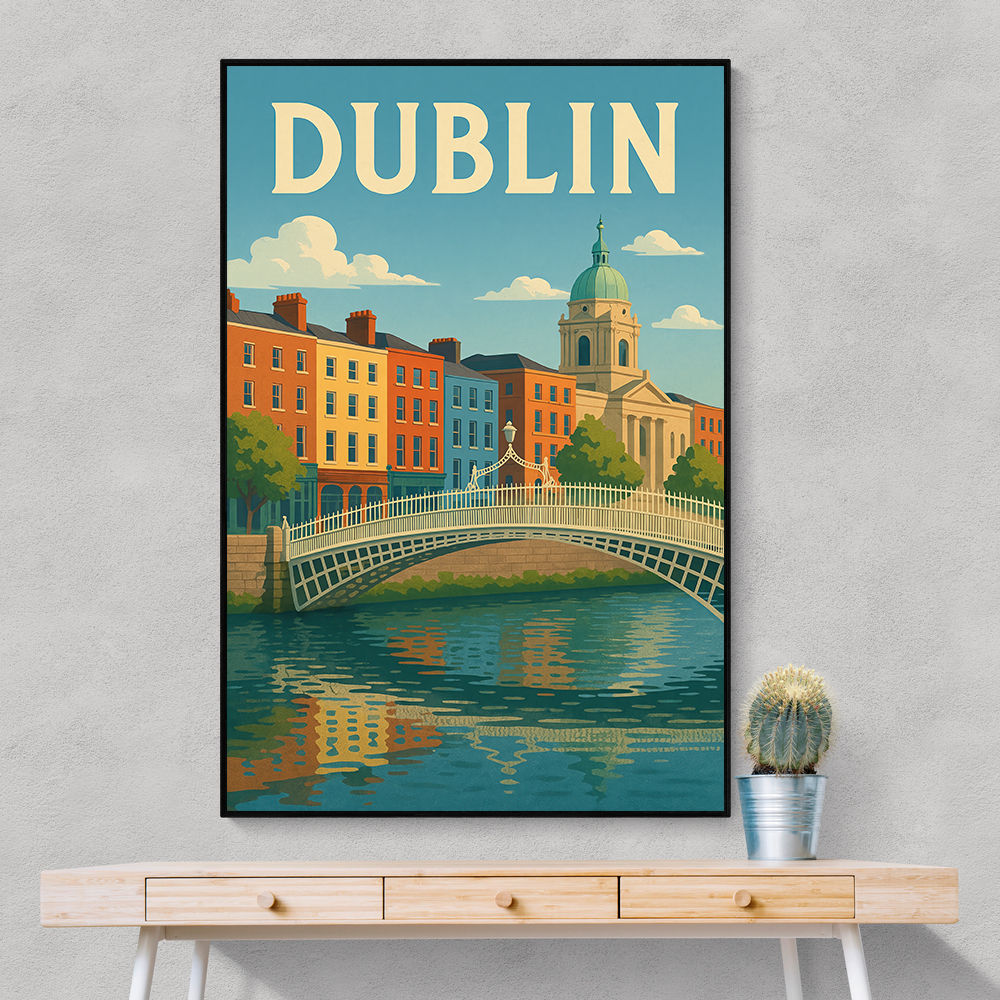 Dublin Ireland Travel Poster Wall Art