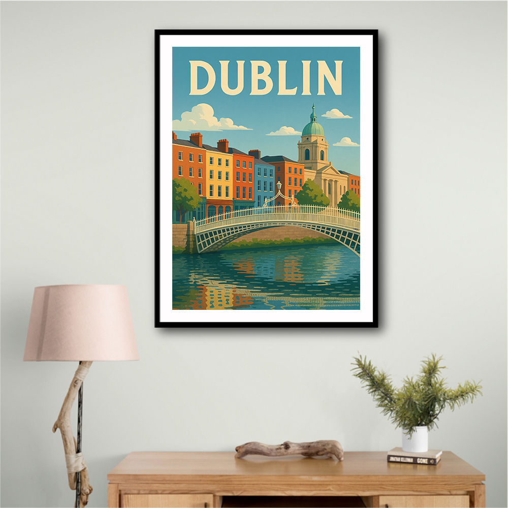 Dublin Ireland Travel Poster Wall Art