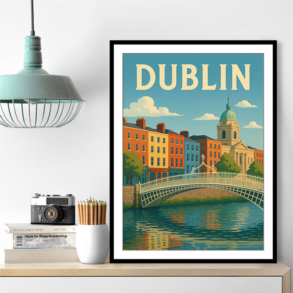 Dublin Ireland Travel Poster Wall Art
