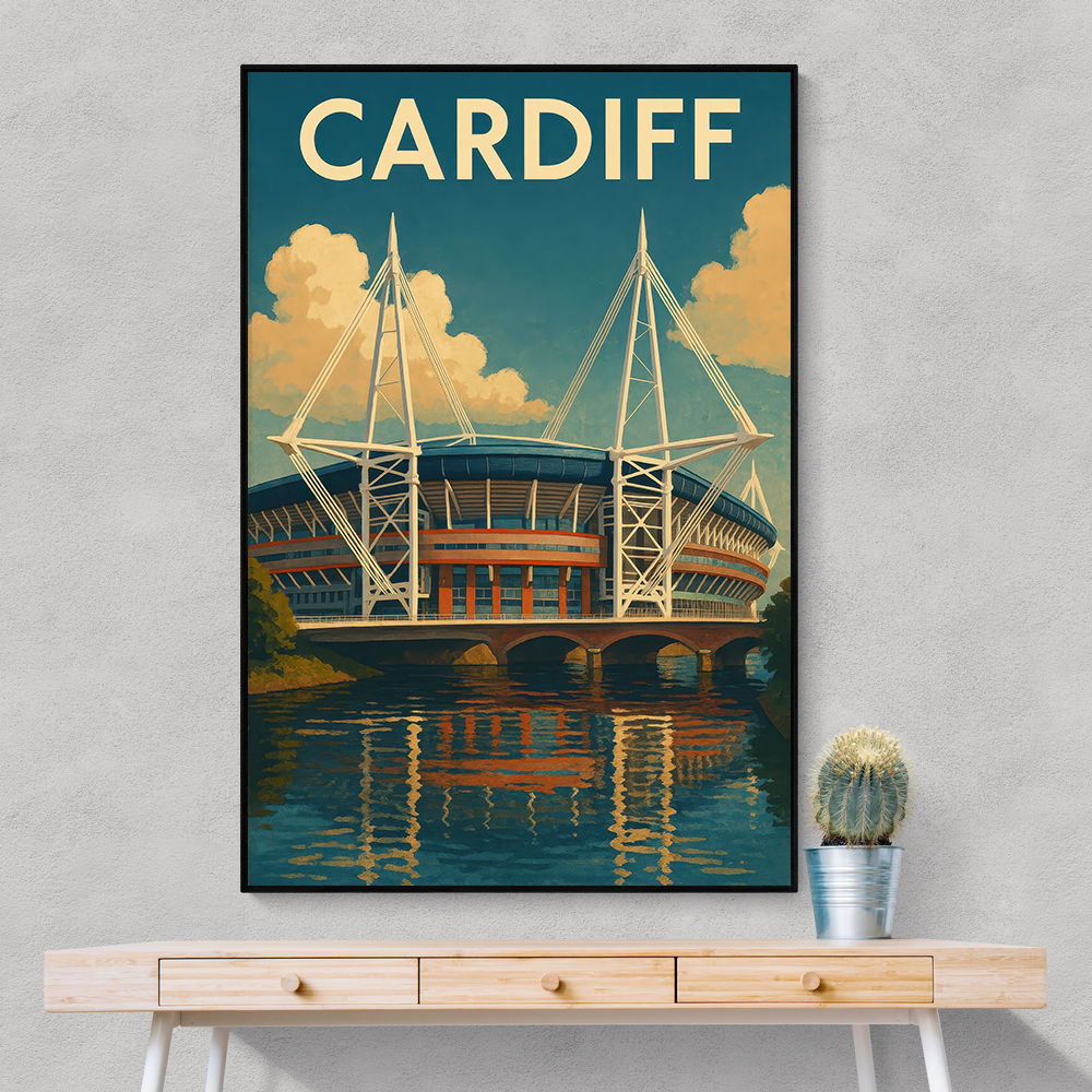 Cardiff Principality Stadium Travel Poster Wall Art