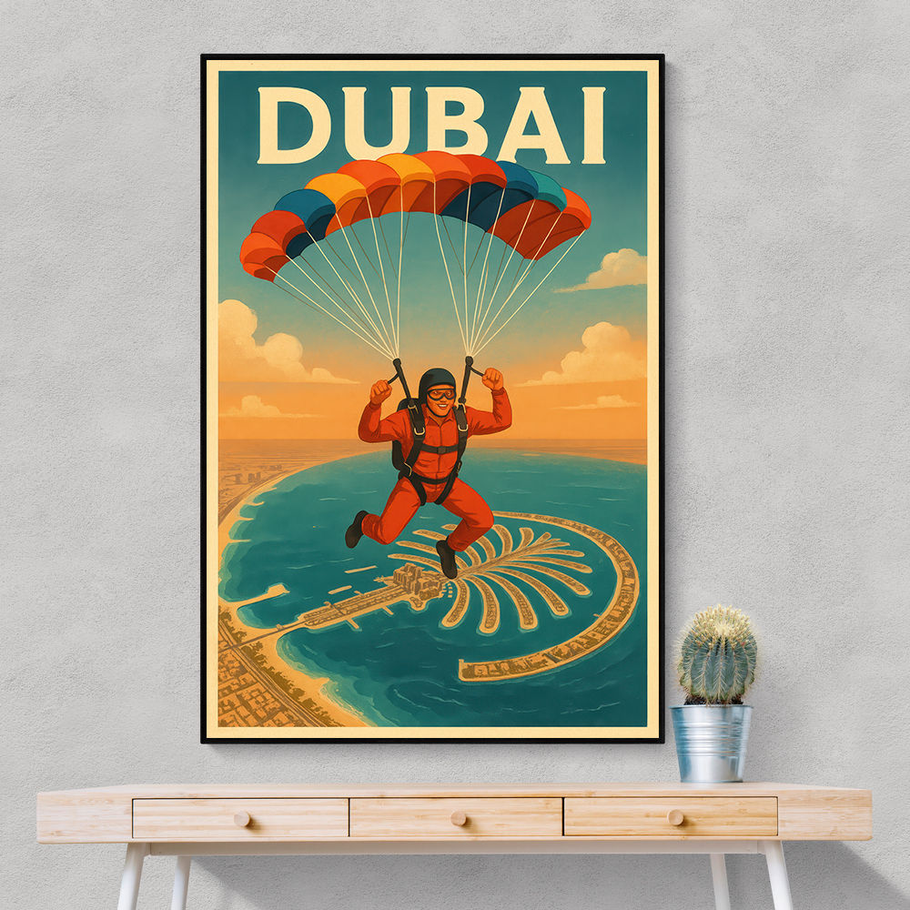 Skydiving Over The Palm Dubai Wall Art
