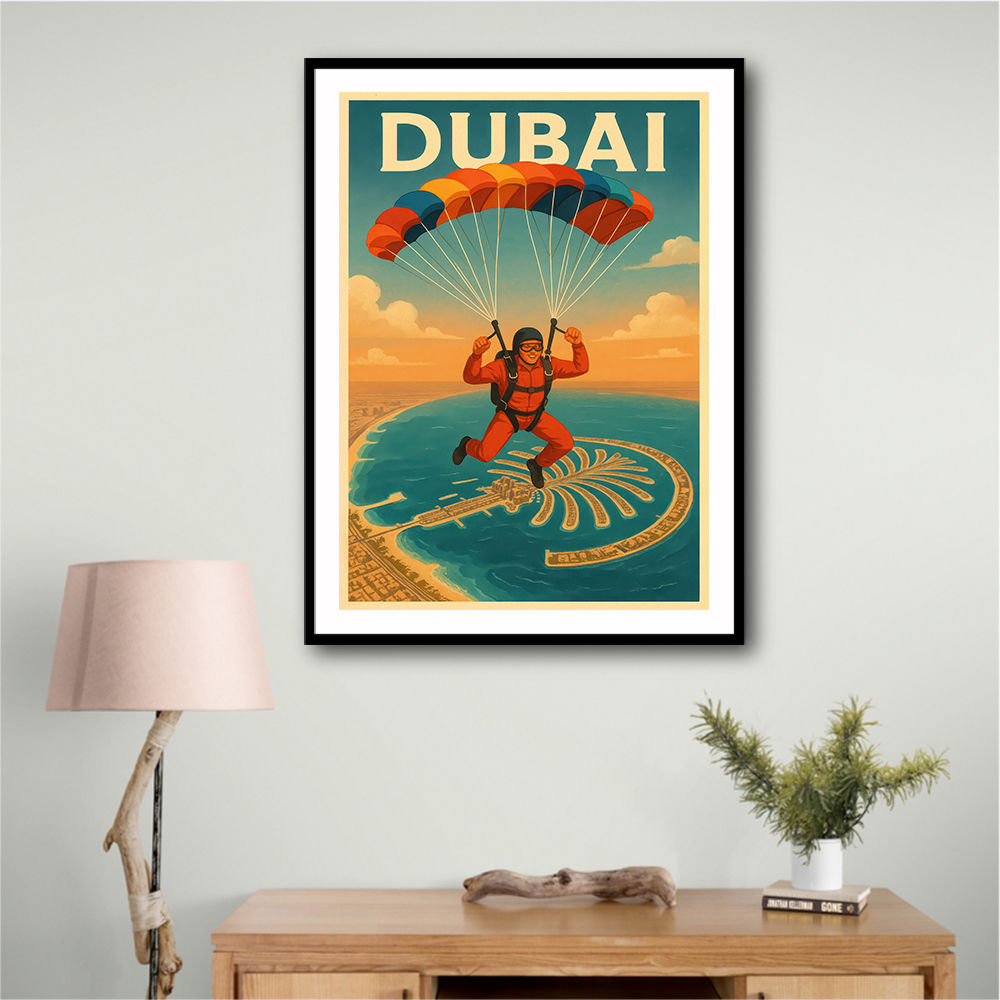 Skydiving Over The Palm Dubai Wall Art