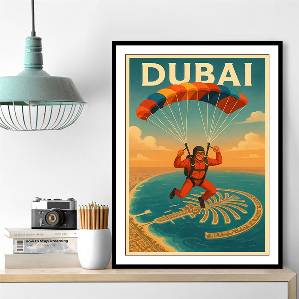 Skydiving Over The Palm Dubai Wall Art