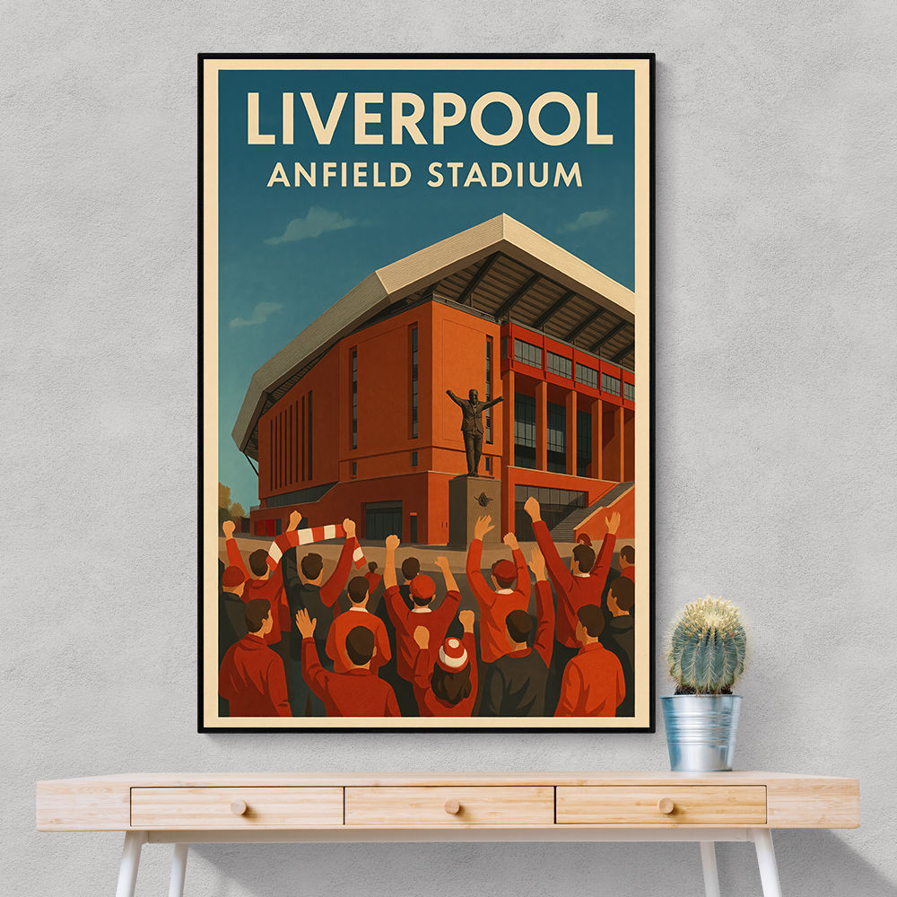 Anfield Stadium Liverpool Travel Poster Wall Art