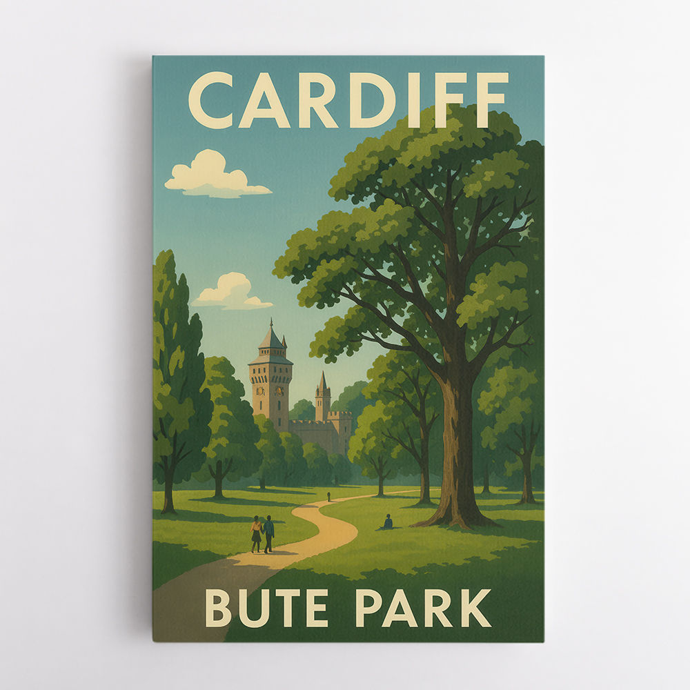 Cardiff Bute Park Travel Poster Wall Art