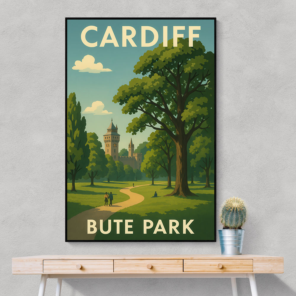 Cardiff Bute Park Travel Poster Wall Art