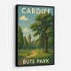 Cardiff Bute Park Travel Poster Wall Art