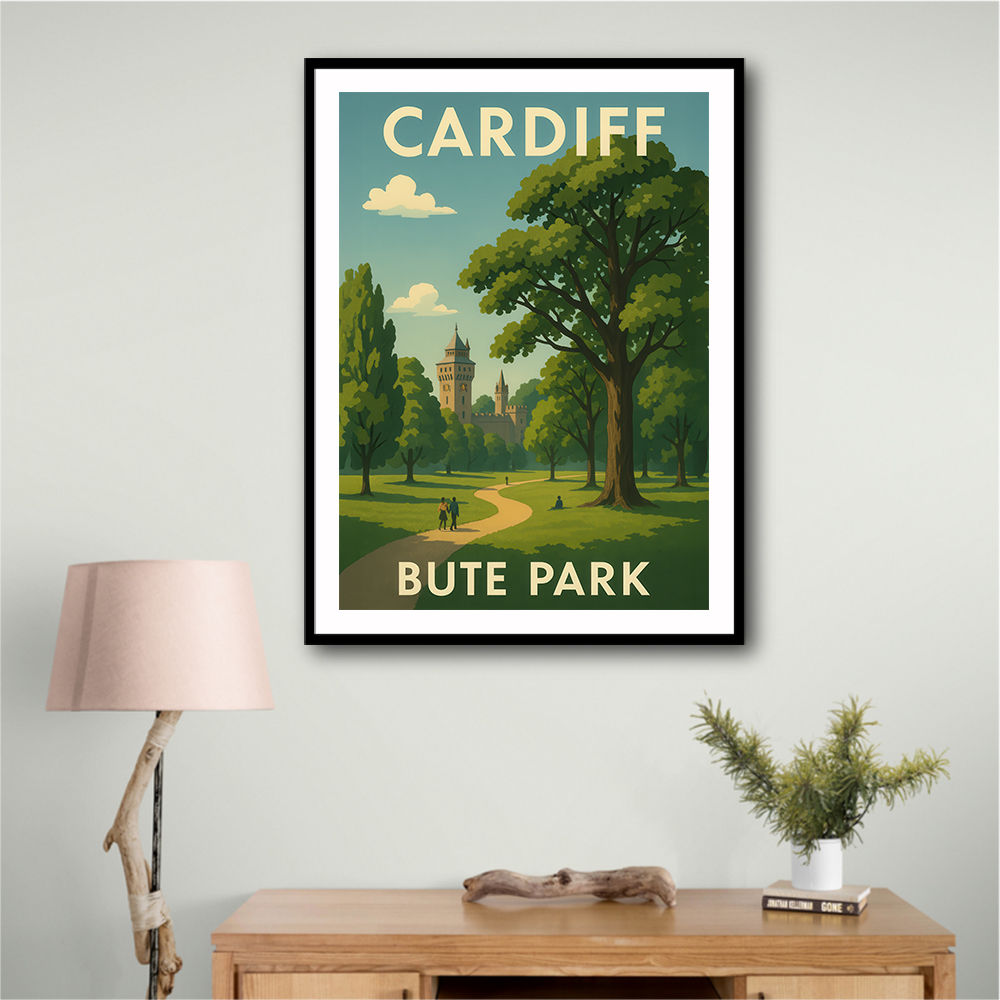 Cardiff Bute Park Travel Poster Wall Art