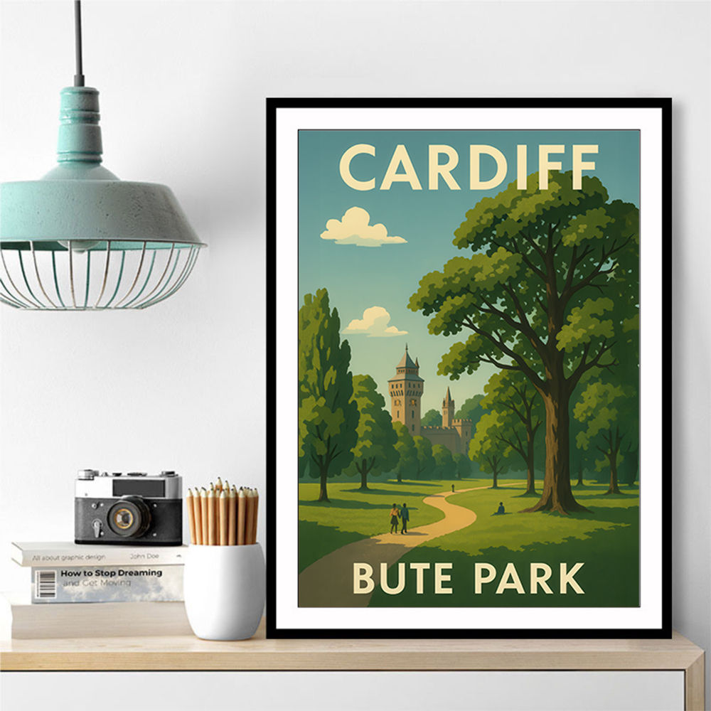 Cardiff Bute Park Travel Poster Wall Art