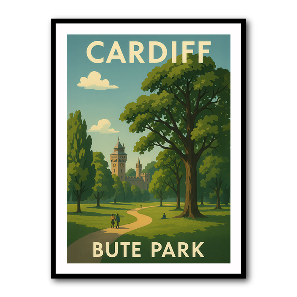 Cardiff Bute Park Travel Poster Wall Art