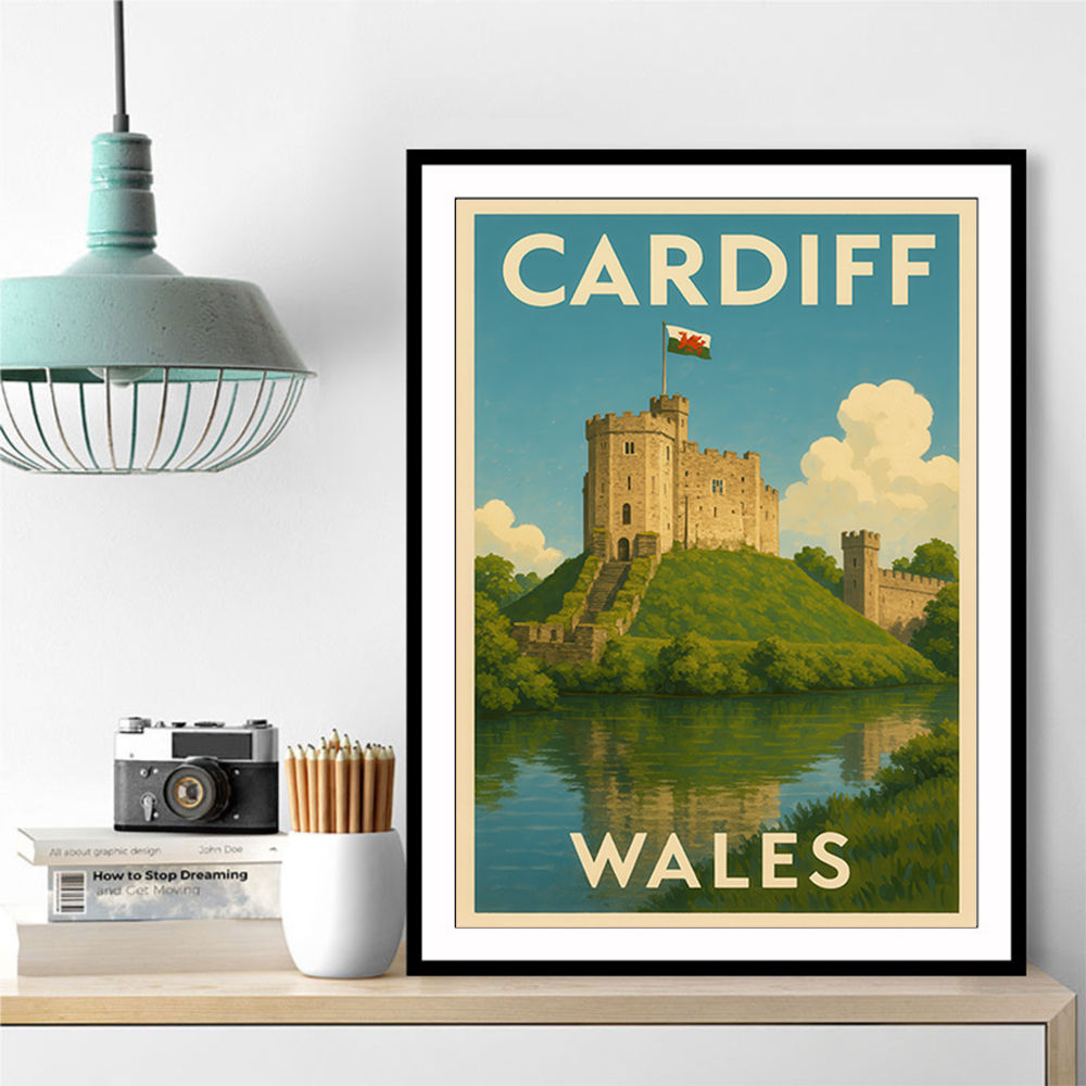 Cardiff Castle Travel Poster Wall Art