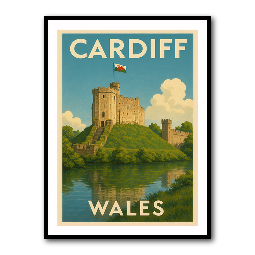 Cardiff Castle Travel Poster Wall Art