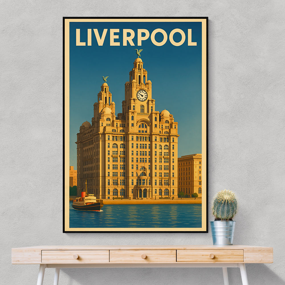 Liverpool Liver Building Travel Poster Wall Art