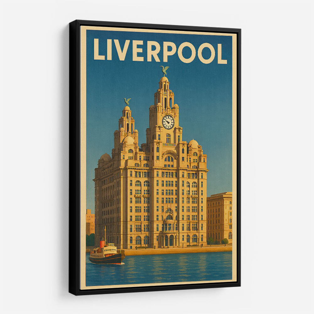 Liverpool Liver Building Travel Poster Wall Art