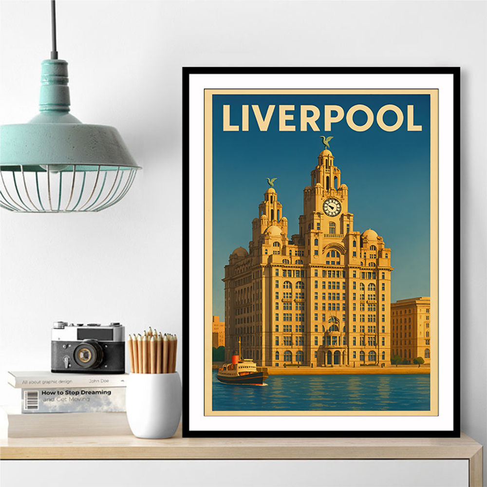 Liverpool Liver Building Travel Poster Wall Art