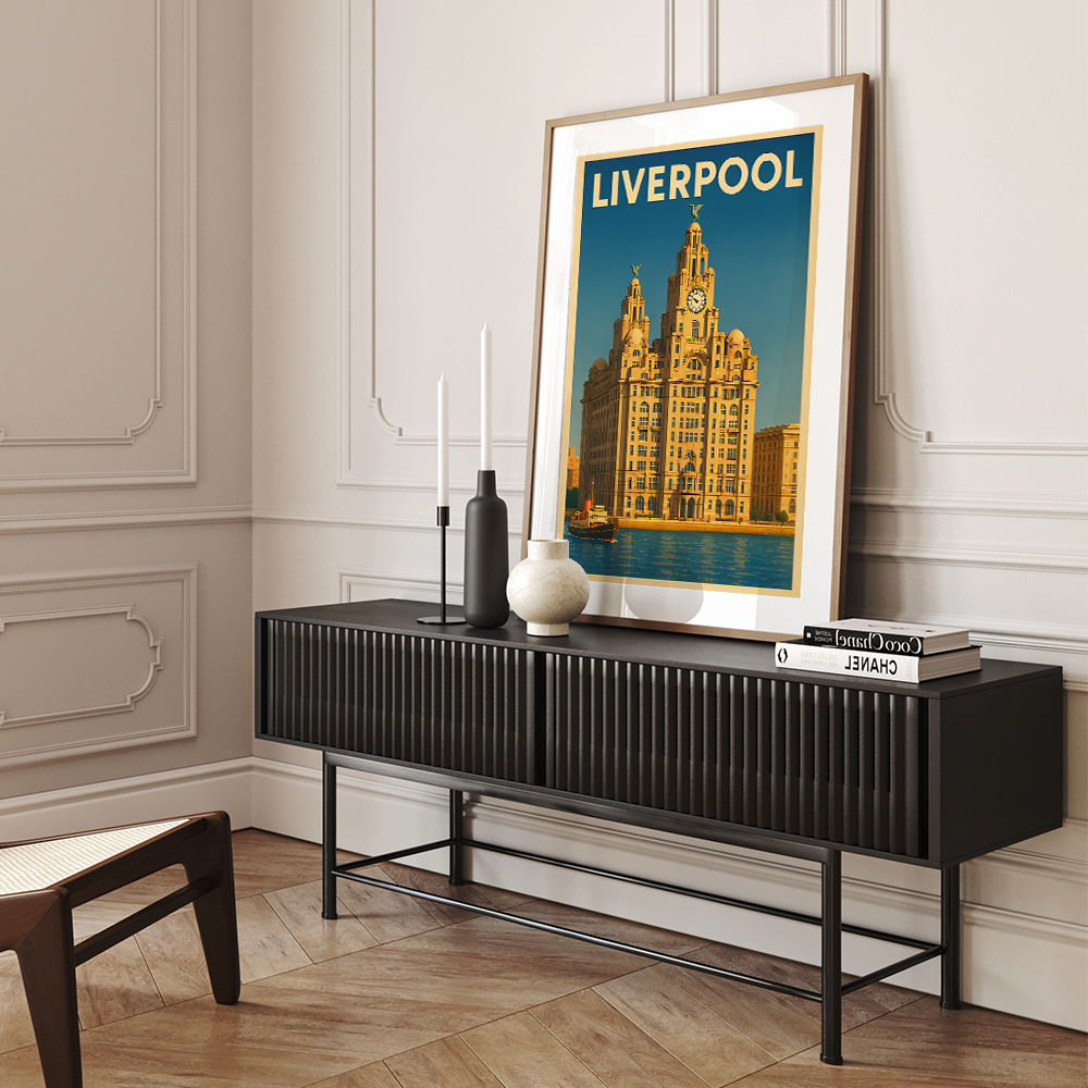 Liverpool Liver Building Travel Poster Wall Art