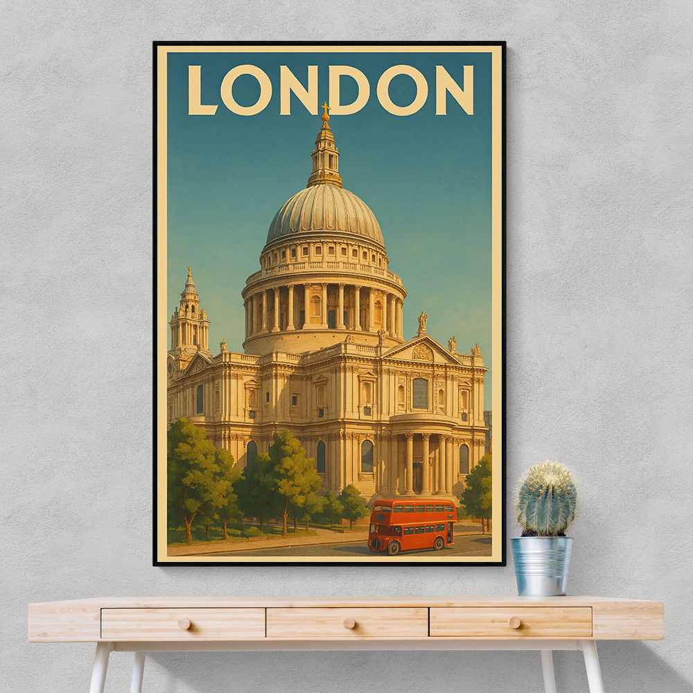 London Travel Poster St. Pauls Cathedral Wall Art