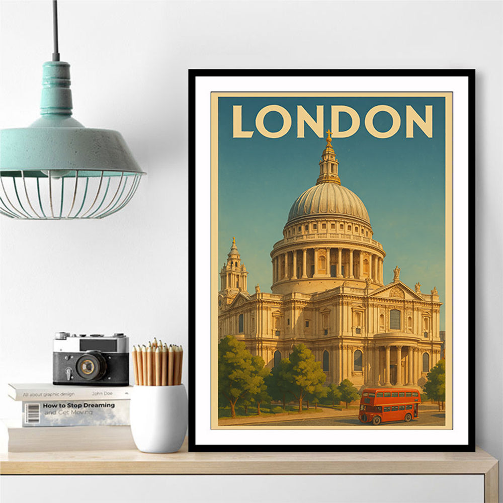 London Travel Poster St. Pauls Cathedral Wall Art