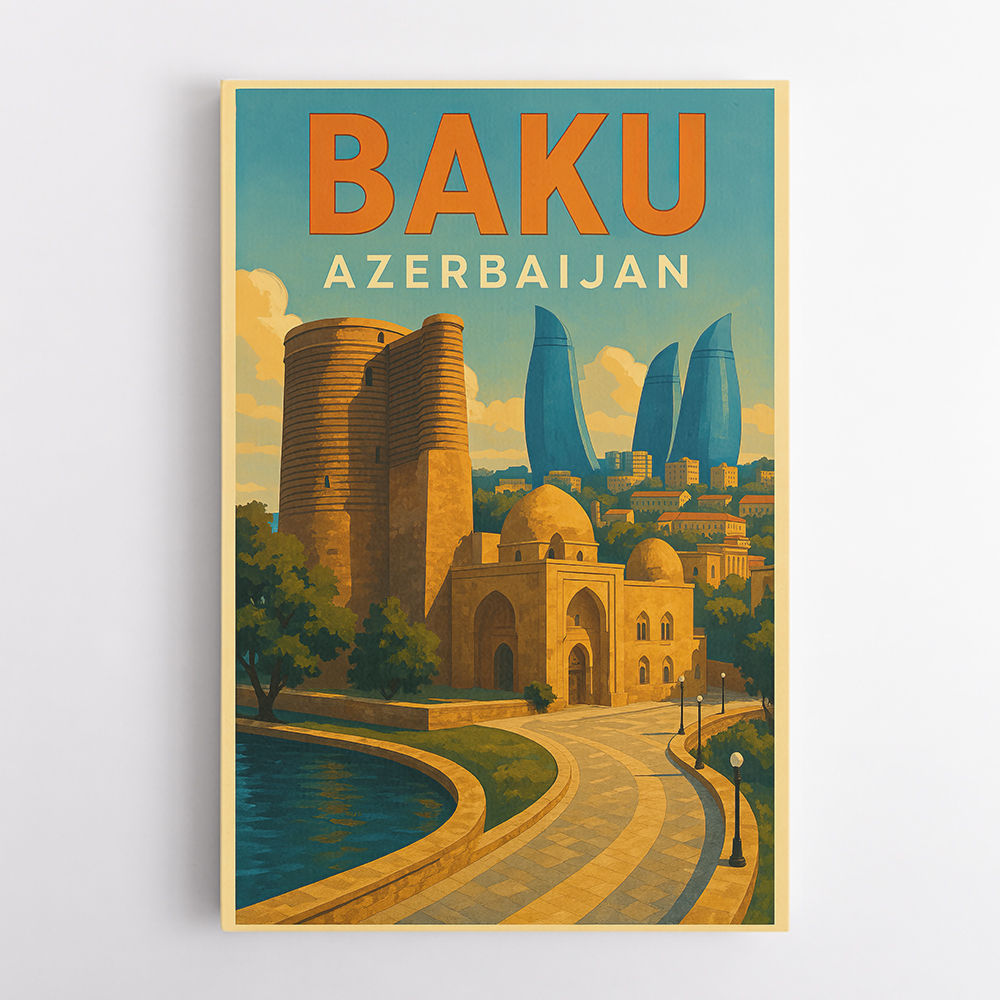 Baku Travel Poster 1 Wall Art