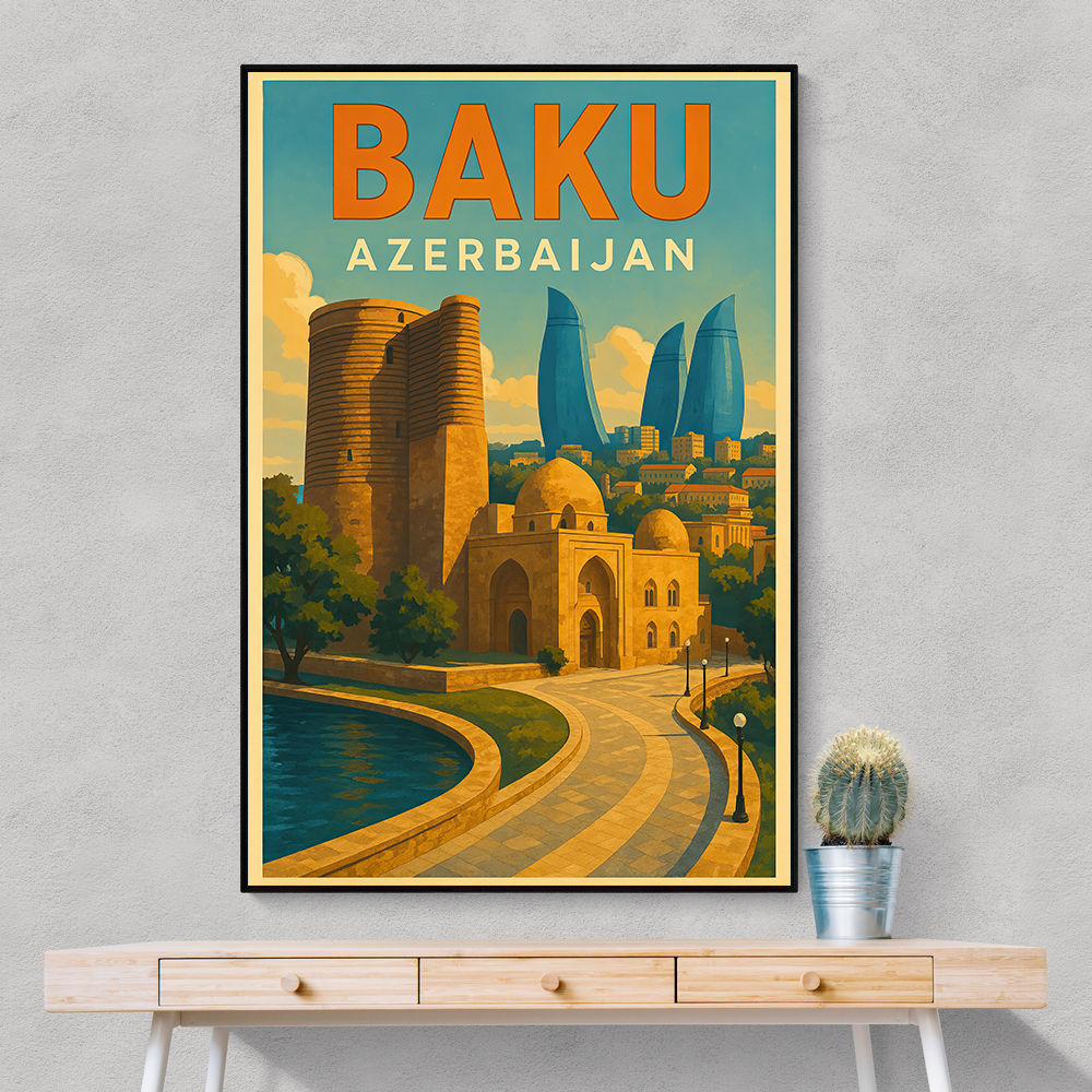 Baku Travel Poster 1 Wall Art