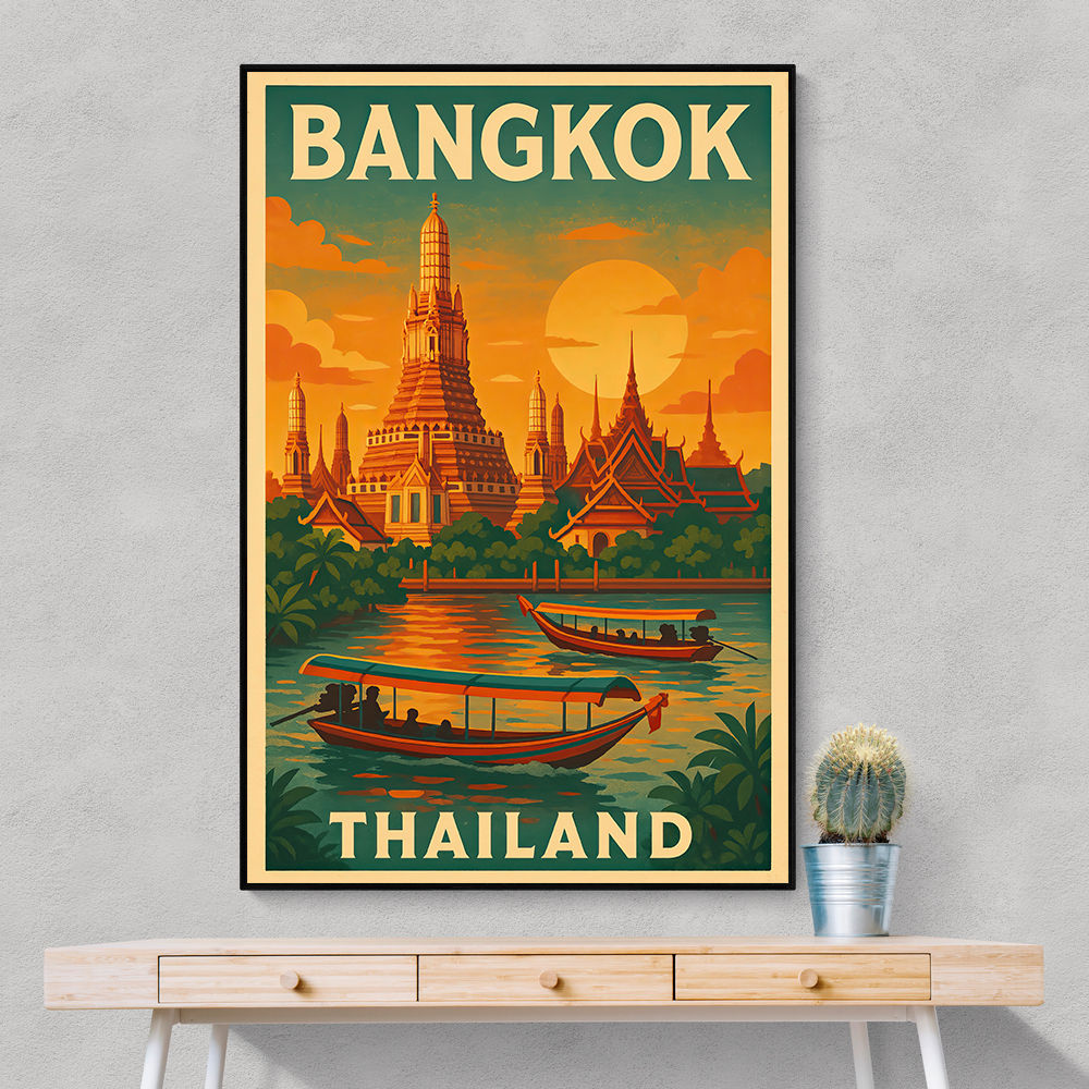 Bangkok Thailand Travel Poster Wall Art