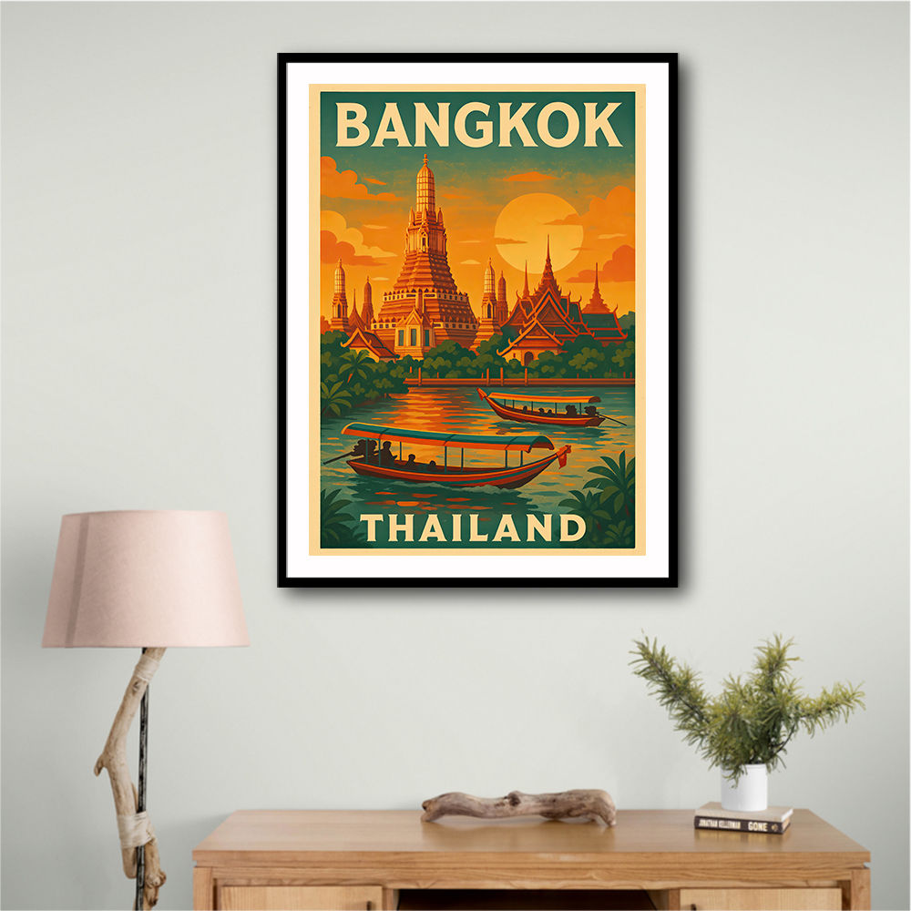 Bangkok Thailand Travel Poster Wall Art