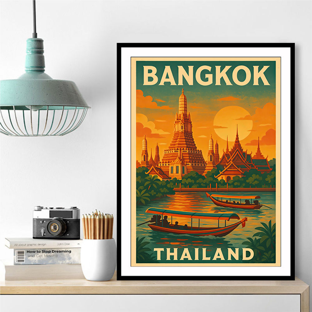 Bangkok Thailand Travel Poster Wall Art