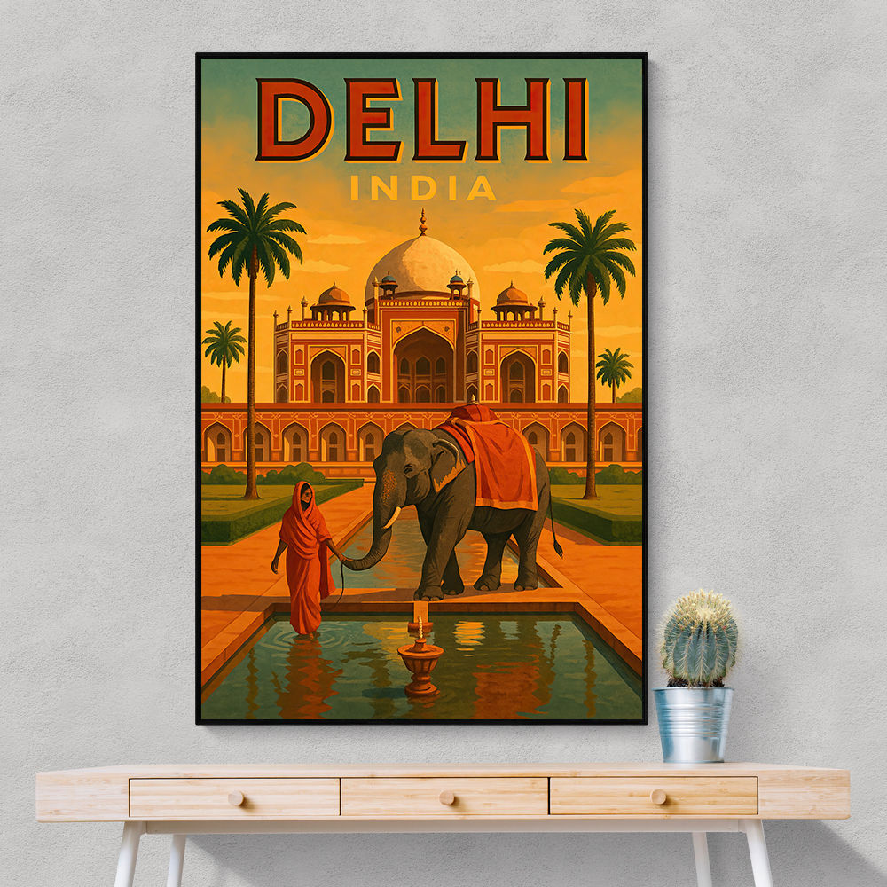 Delhi India Travel Poster Wall Art
