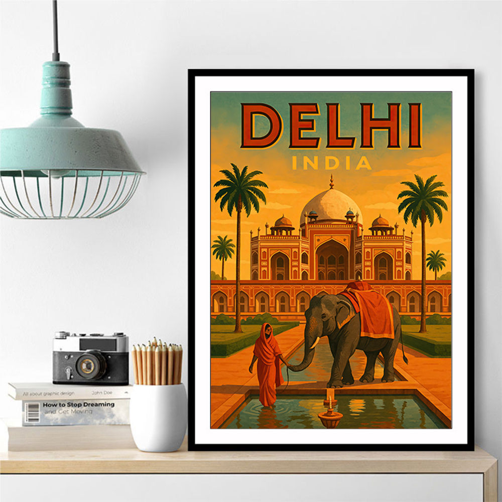 Delhi India Travel Poster Wall Art