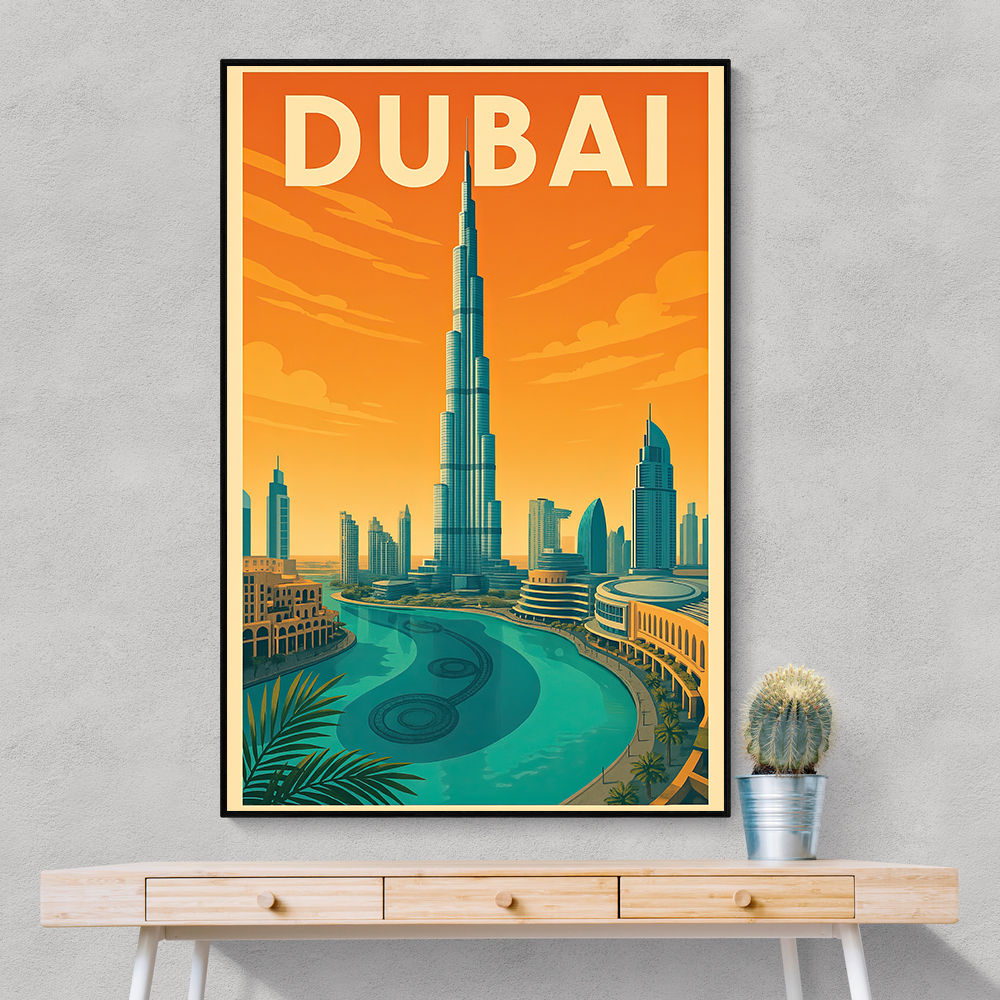 Downtown Dubai Travel Poster Wall Art