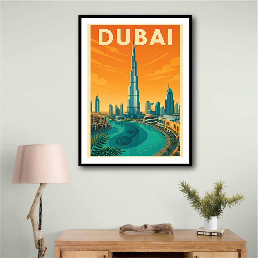 Downtown Dubai Travel Poster Wall Art