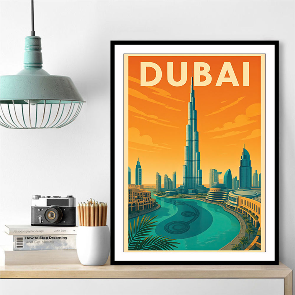 Downtown Dubai Travel Poster Wall Art