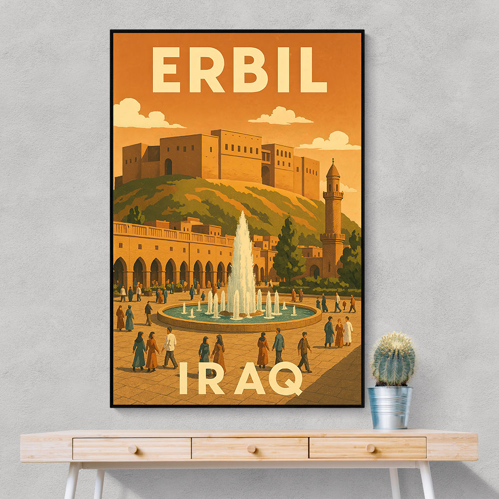 Erbil Iraq Travel Poster Wall Art