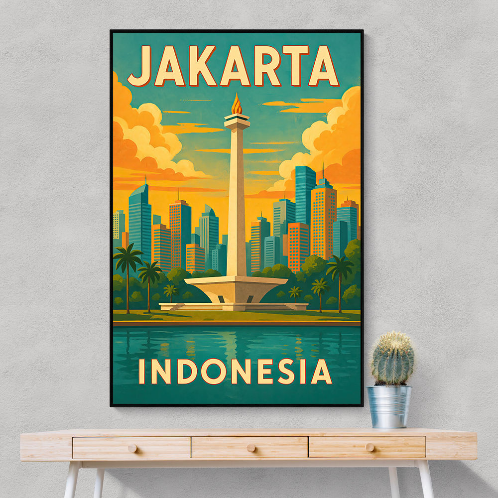 Jakarta Indonesia Travel Poster 2 Wall Art