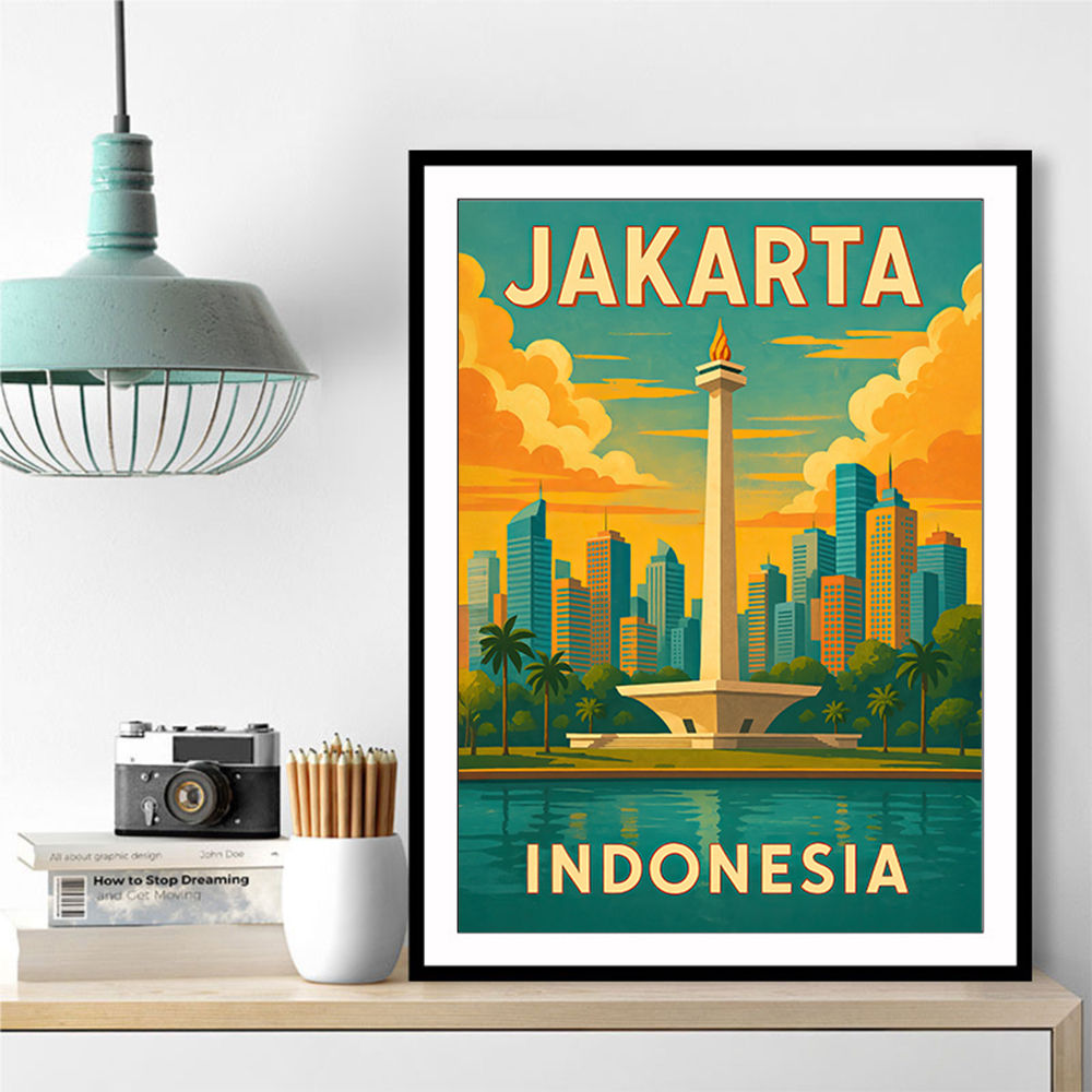 Jakarta Indonesia Travel Poster 2 Wall Art