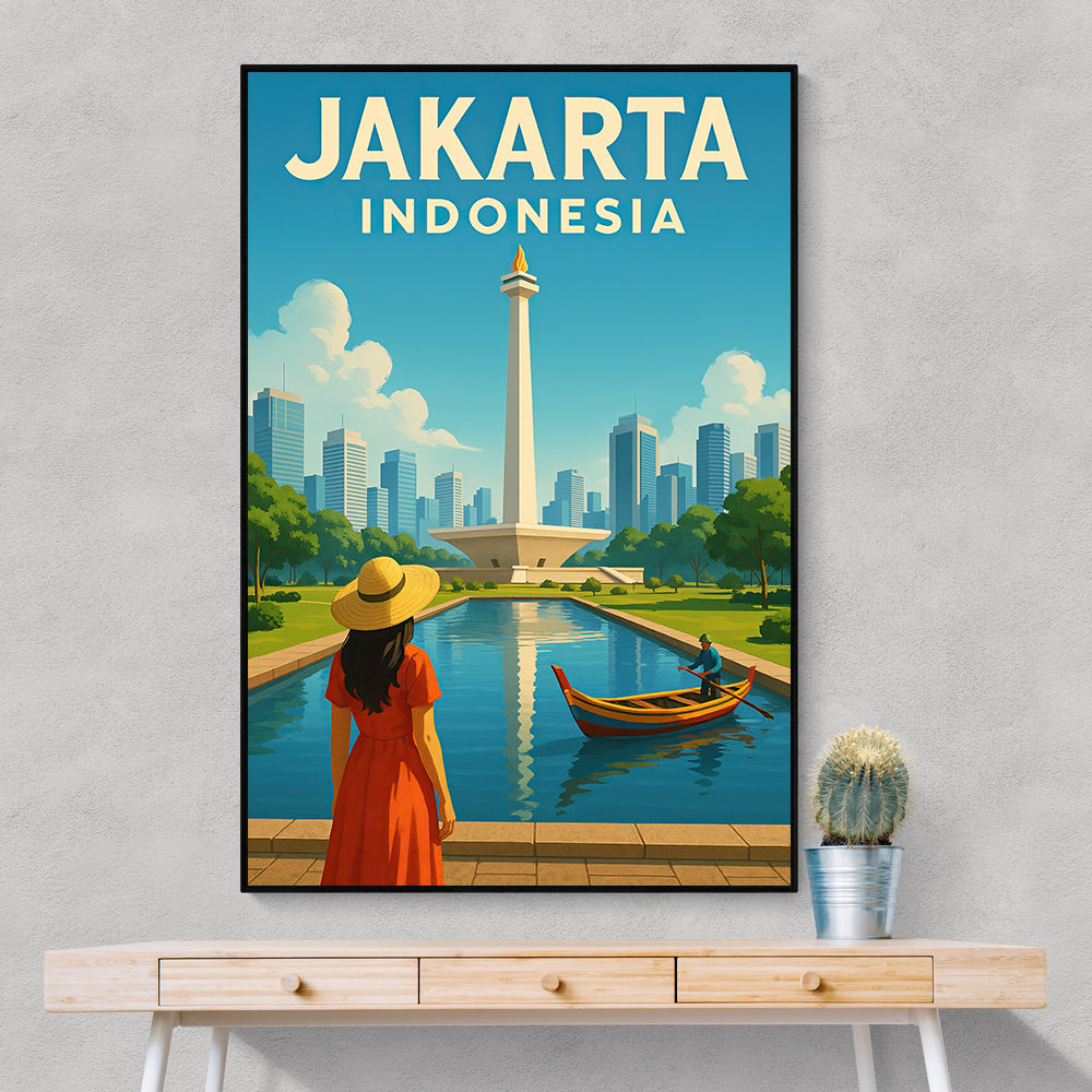 Jakarta Indonesia Travel Poster Wall Art