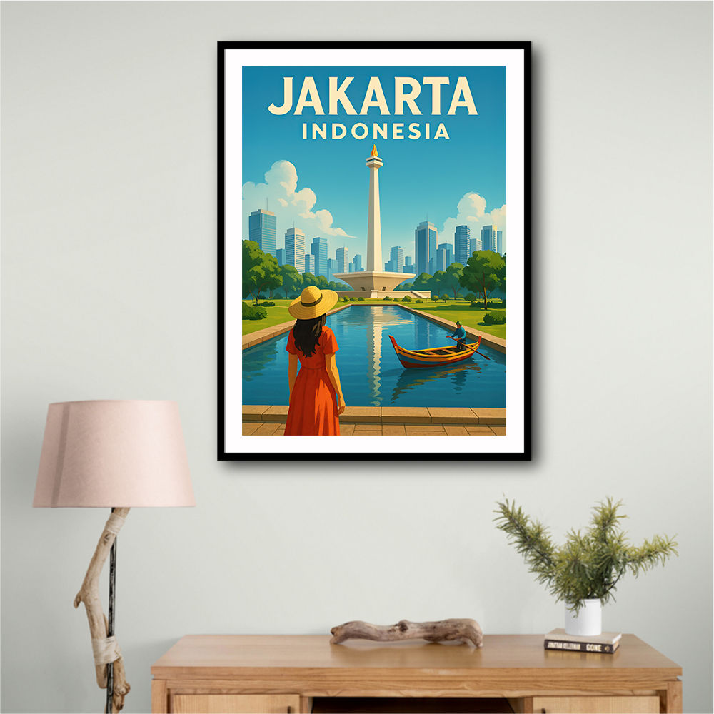 Jakarta Indonesia Travel Poster Wall Art