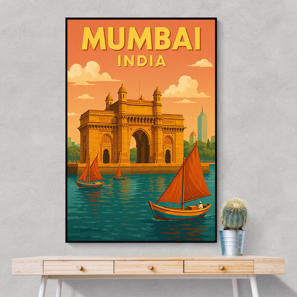 Mumbai India Travel Poster 1 Wall Art