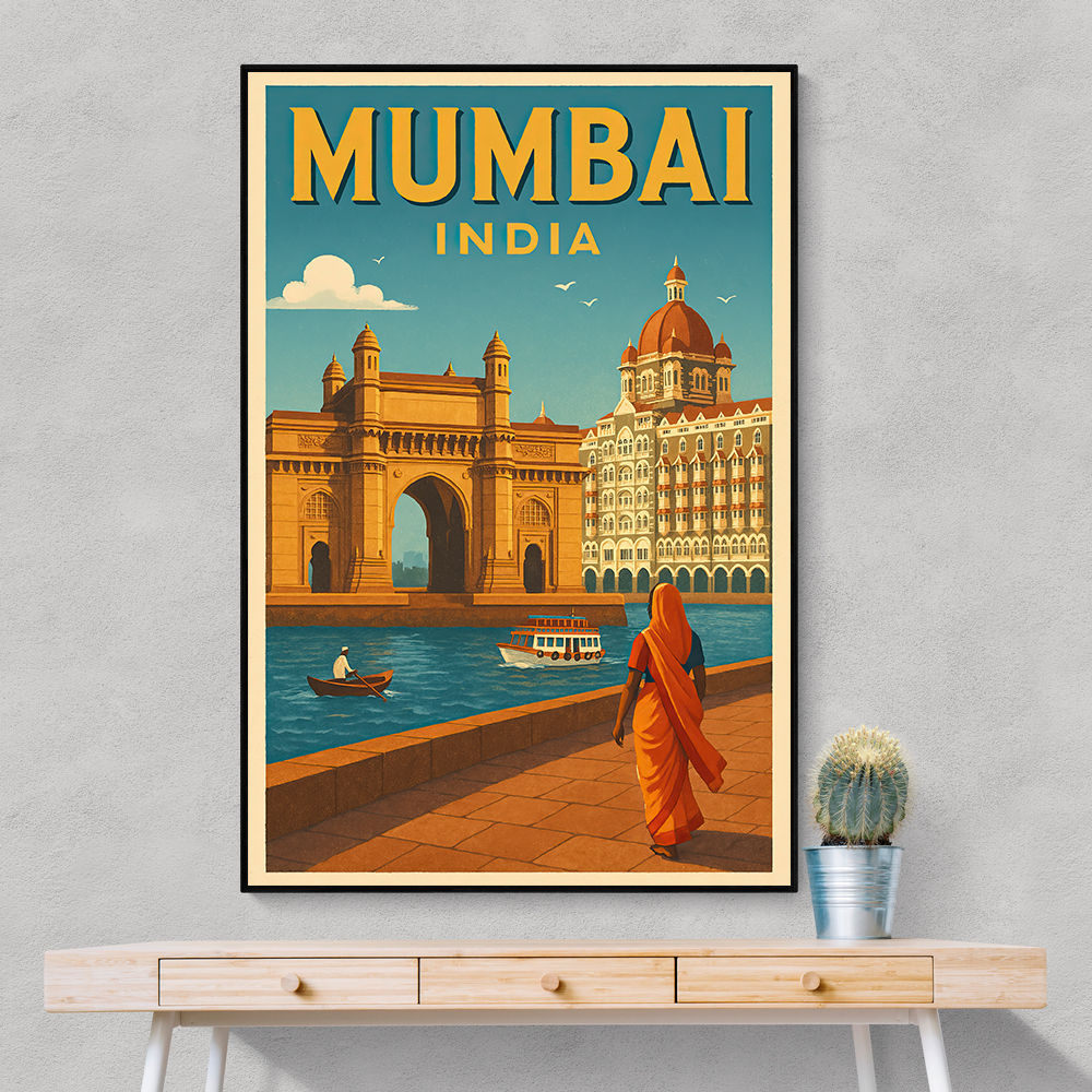 Mumbai India Travel Poster Wall Art