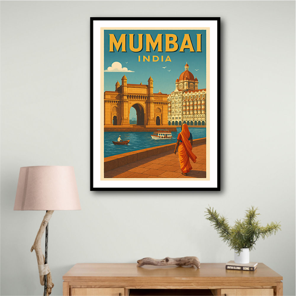 Mumbai India Travel Poster Wall Art